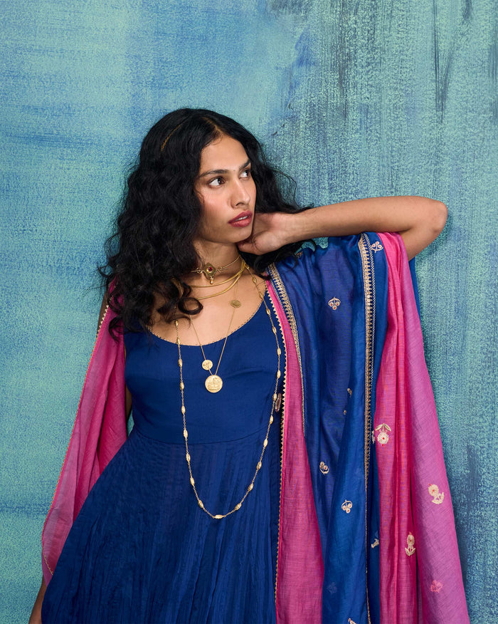 Leher Dupatta - Embroidered Cotton Silk