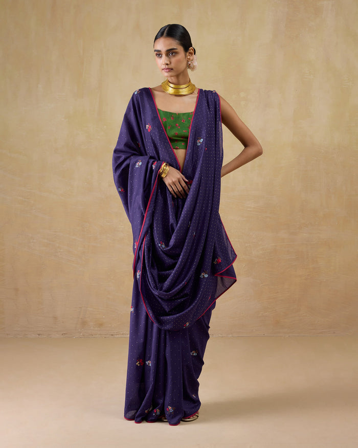 Midnight Dance Sari - Cotton Silk