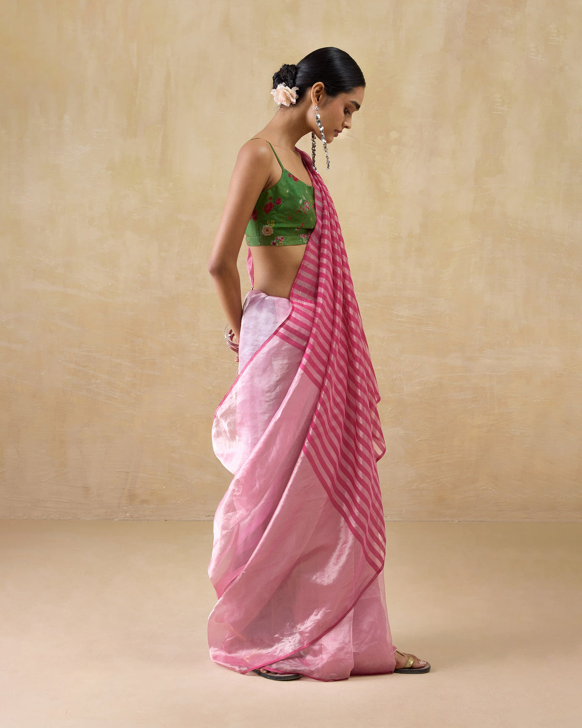 Blush Sari - Metallic Tissue