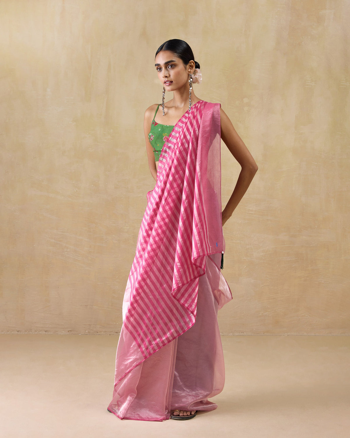 Blush Sari - Metallic Tissue