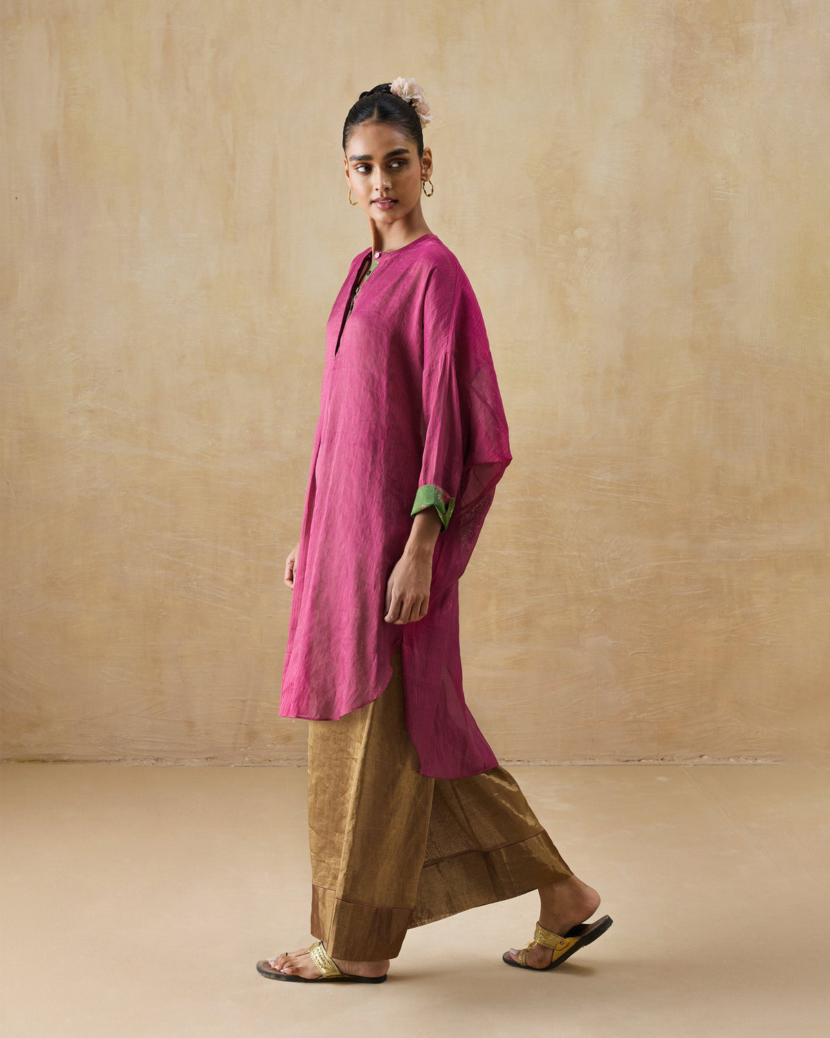 Lazy Sunday Tunic - Metallic Tissue Loose Fit