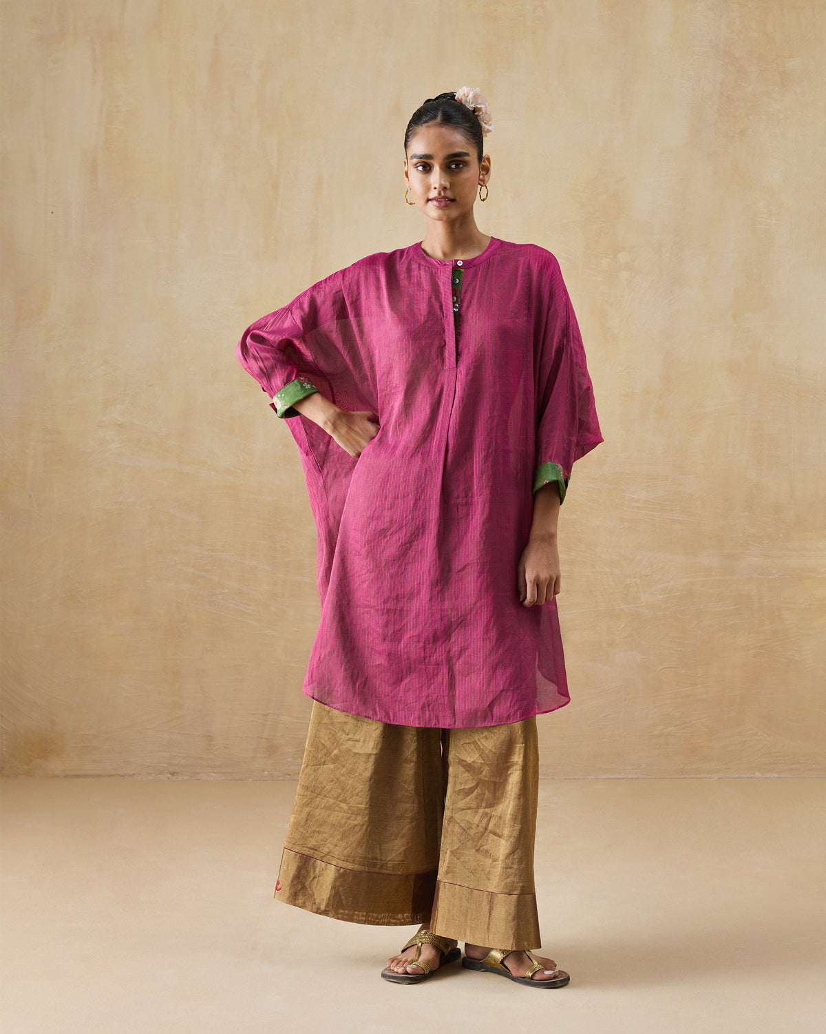 Lazy Sunday Tunic - Metallic Tissue Loose Fit