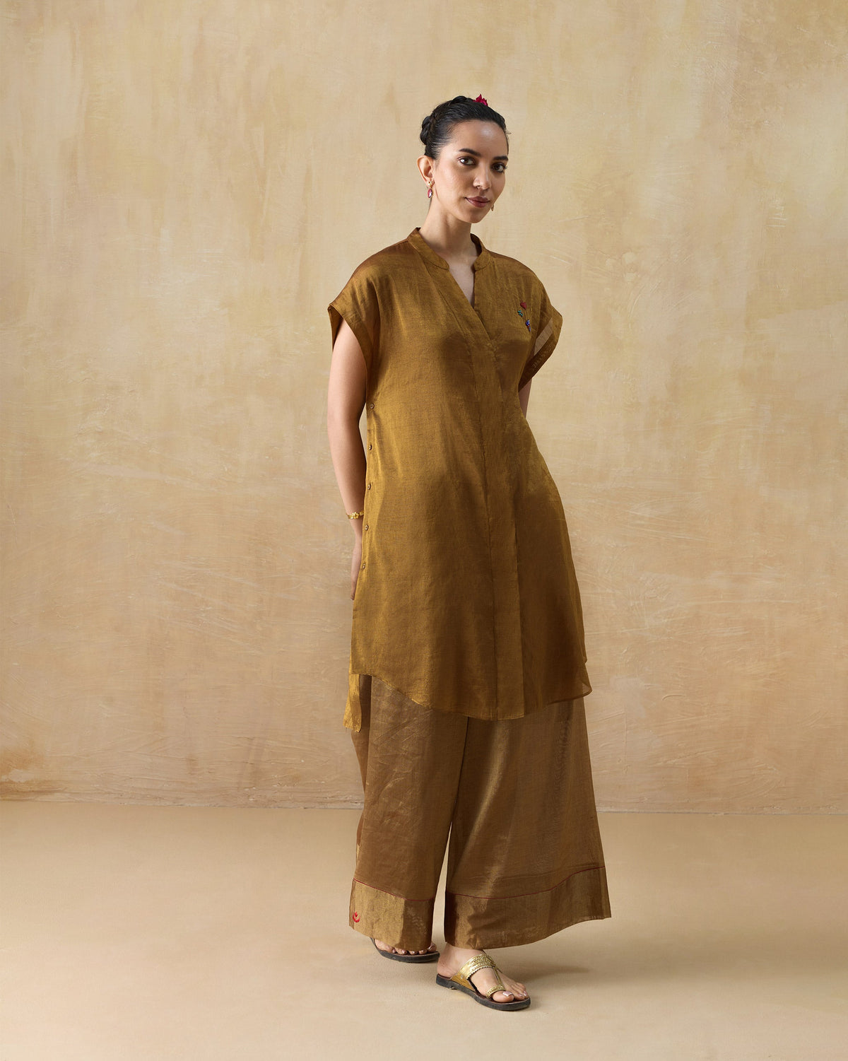 Charisma Pants - Metallic Tissue A-Line Fit
