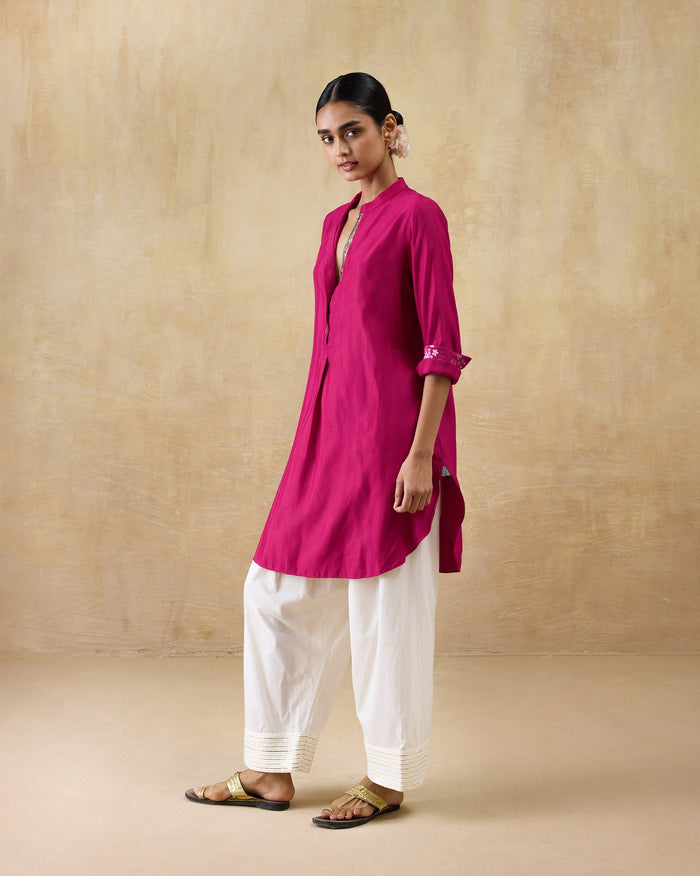 Basic Long Length Kurta - Silk Blend Regular Fit