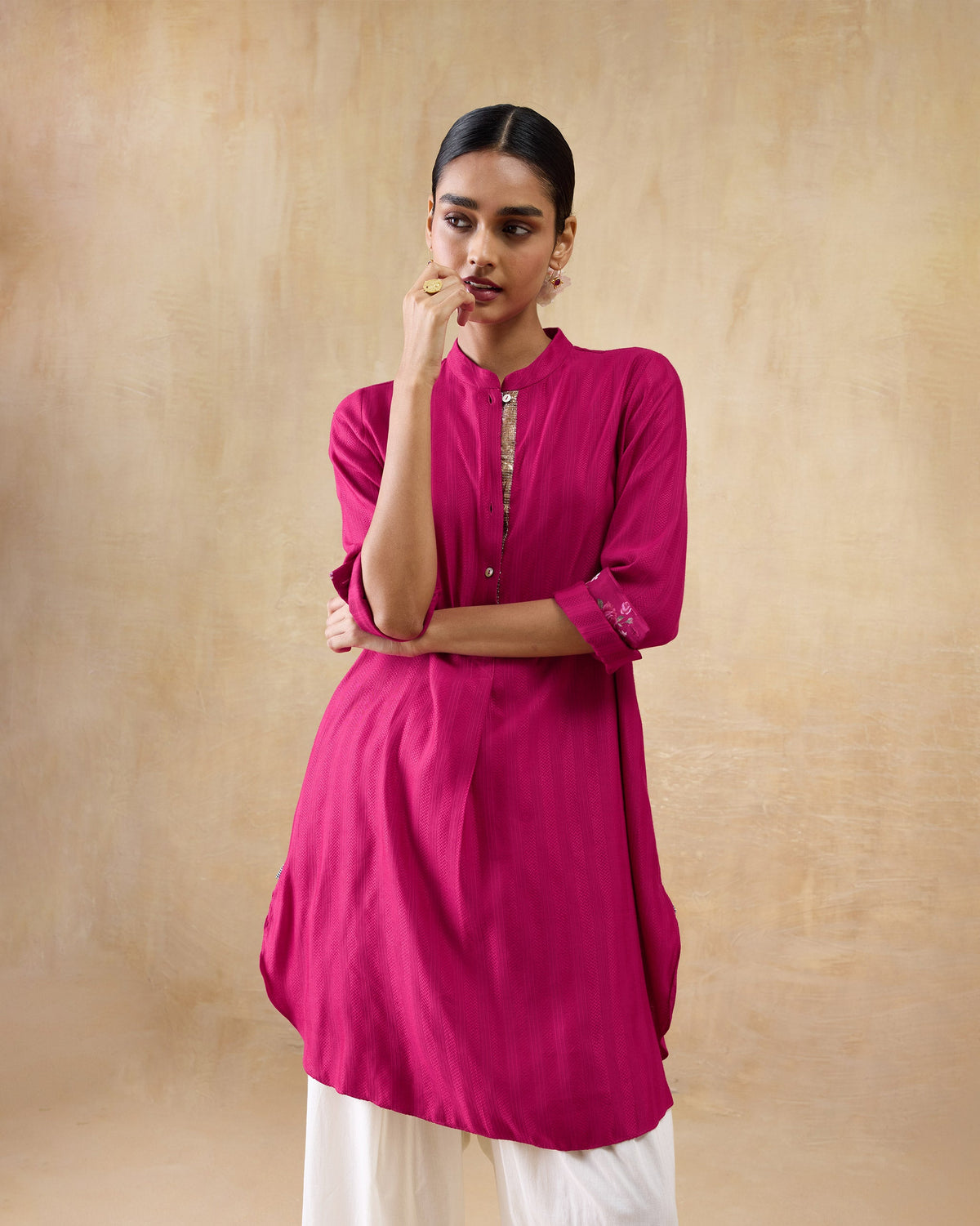 Basic Long Length Kurta - Silk Blend Regular Fit