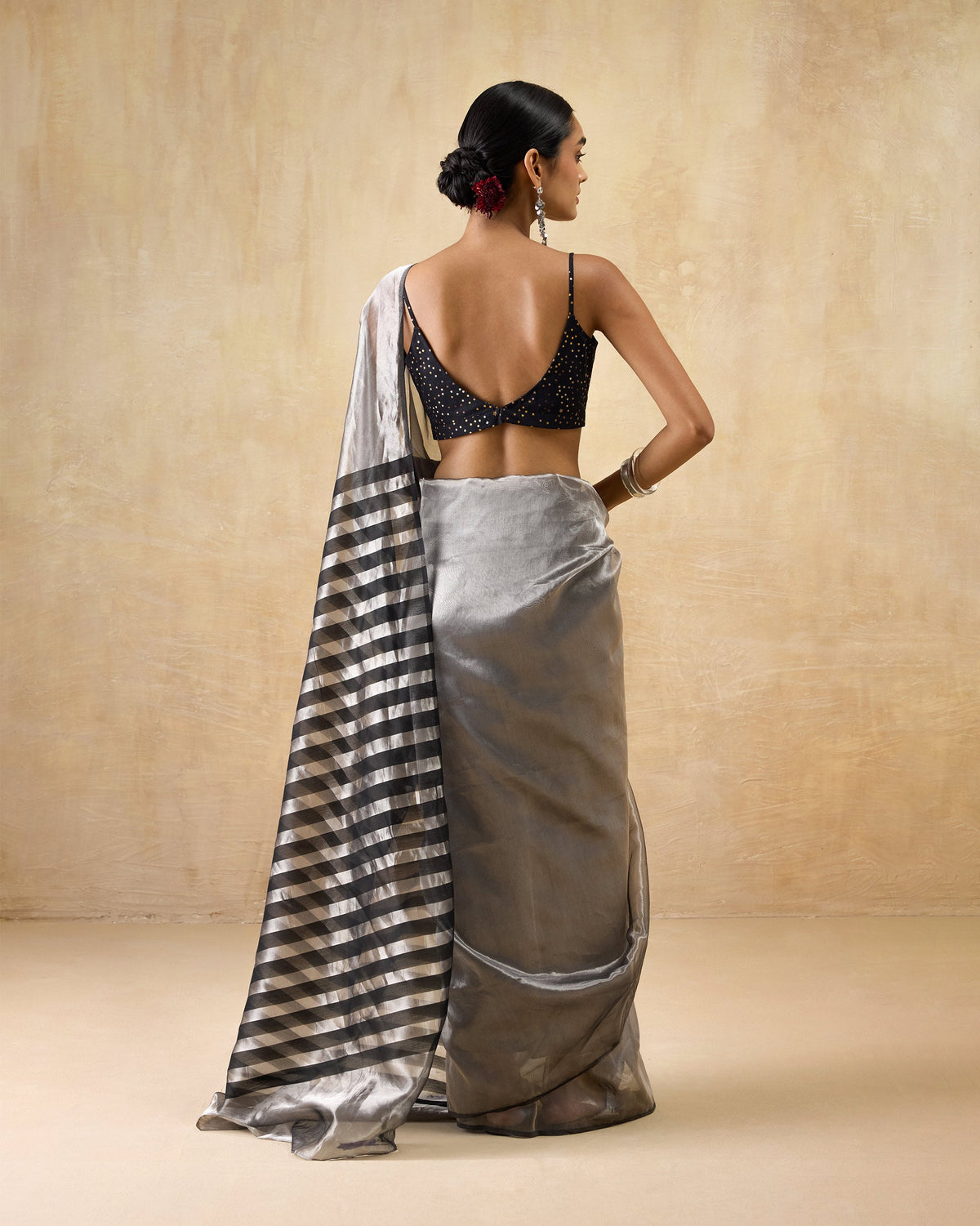 Party Stripes Sari - Metallic Tissue