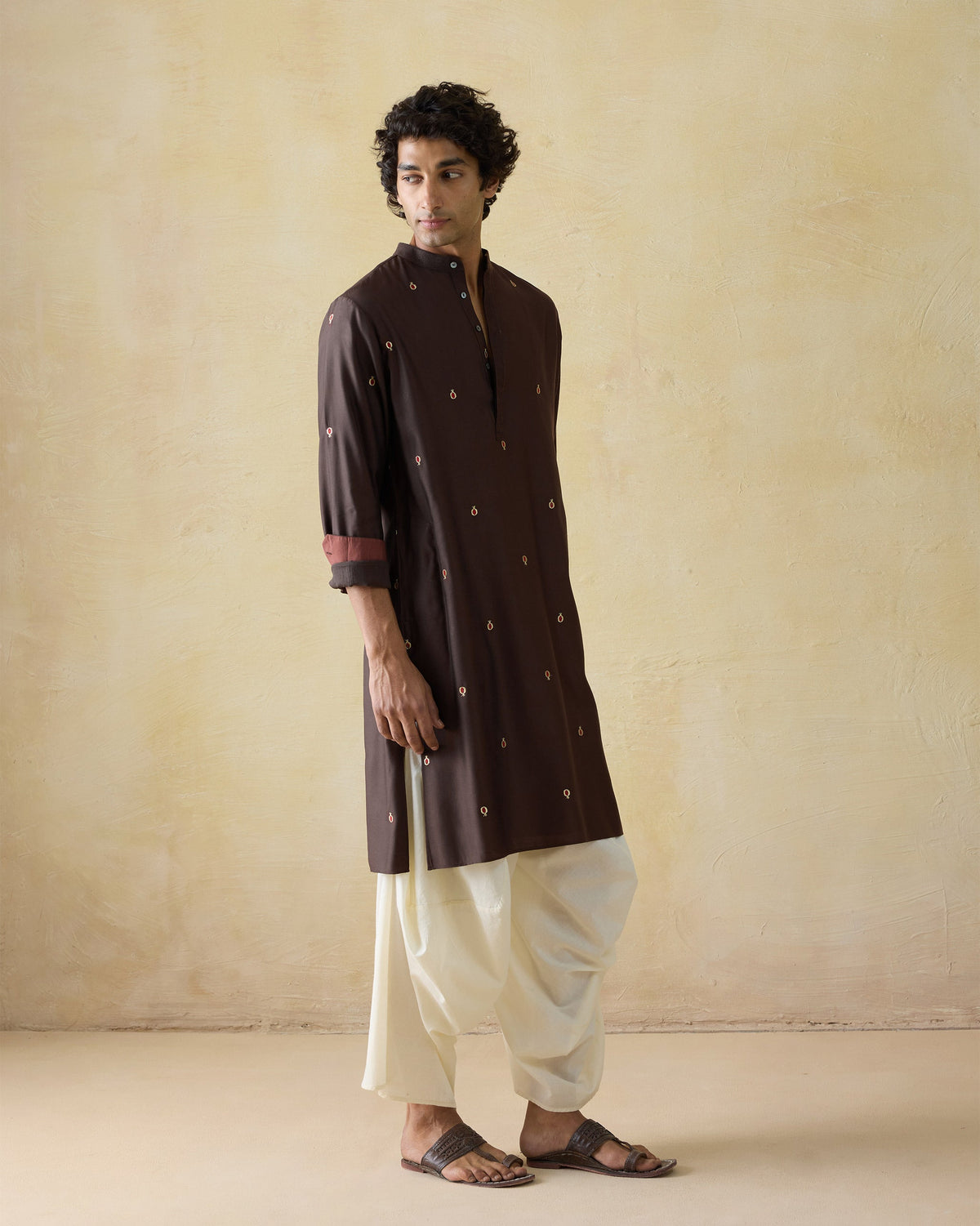 Neckband Kurta - Viscose Silk Blend Classic Fit