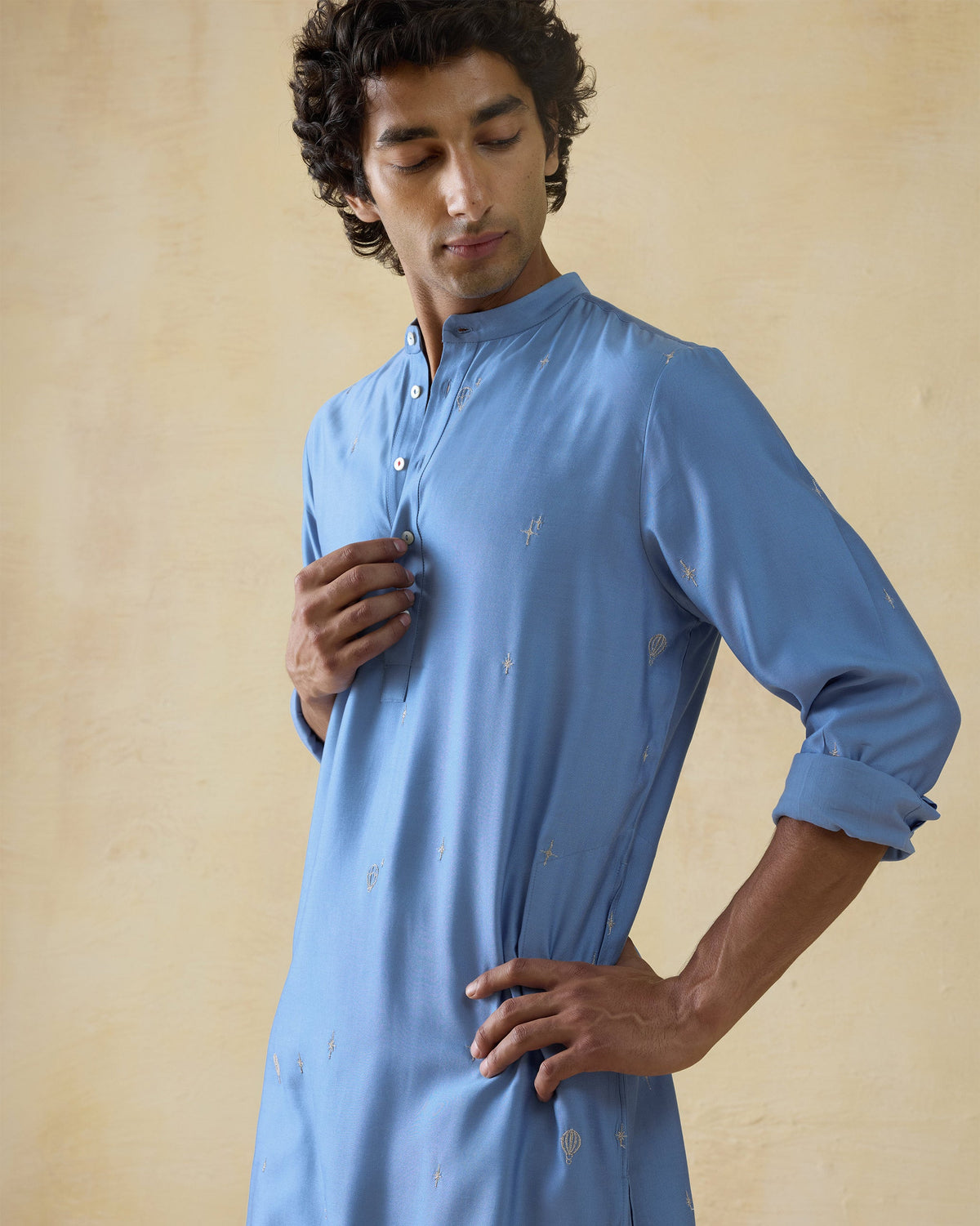 Bageecha Kurta - Viscose Silk Blend Classic Fit