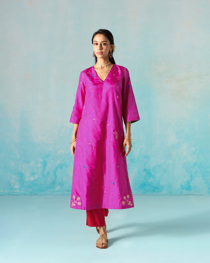 Milni Kurta - Embroidered Silk