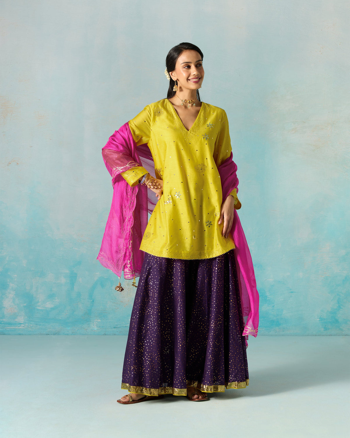 Sagan Sharara - Foil Printed Cotton Silk