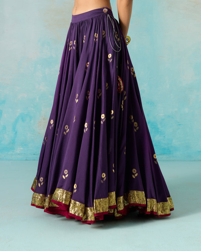 Saaya Skirt - Foil Printed Cotton Silk