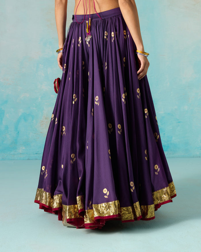 Saaya Skirt - Foil Printed Cotton Silk
