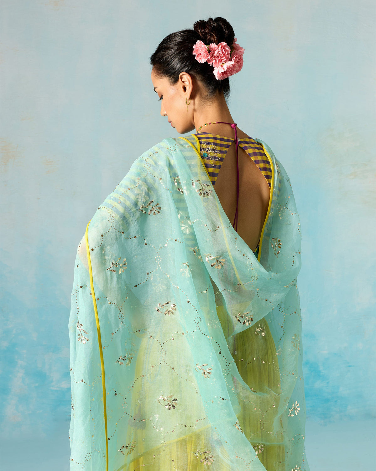 Adaa Dupatta - Embroidered Mukaish Silk Organza
