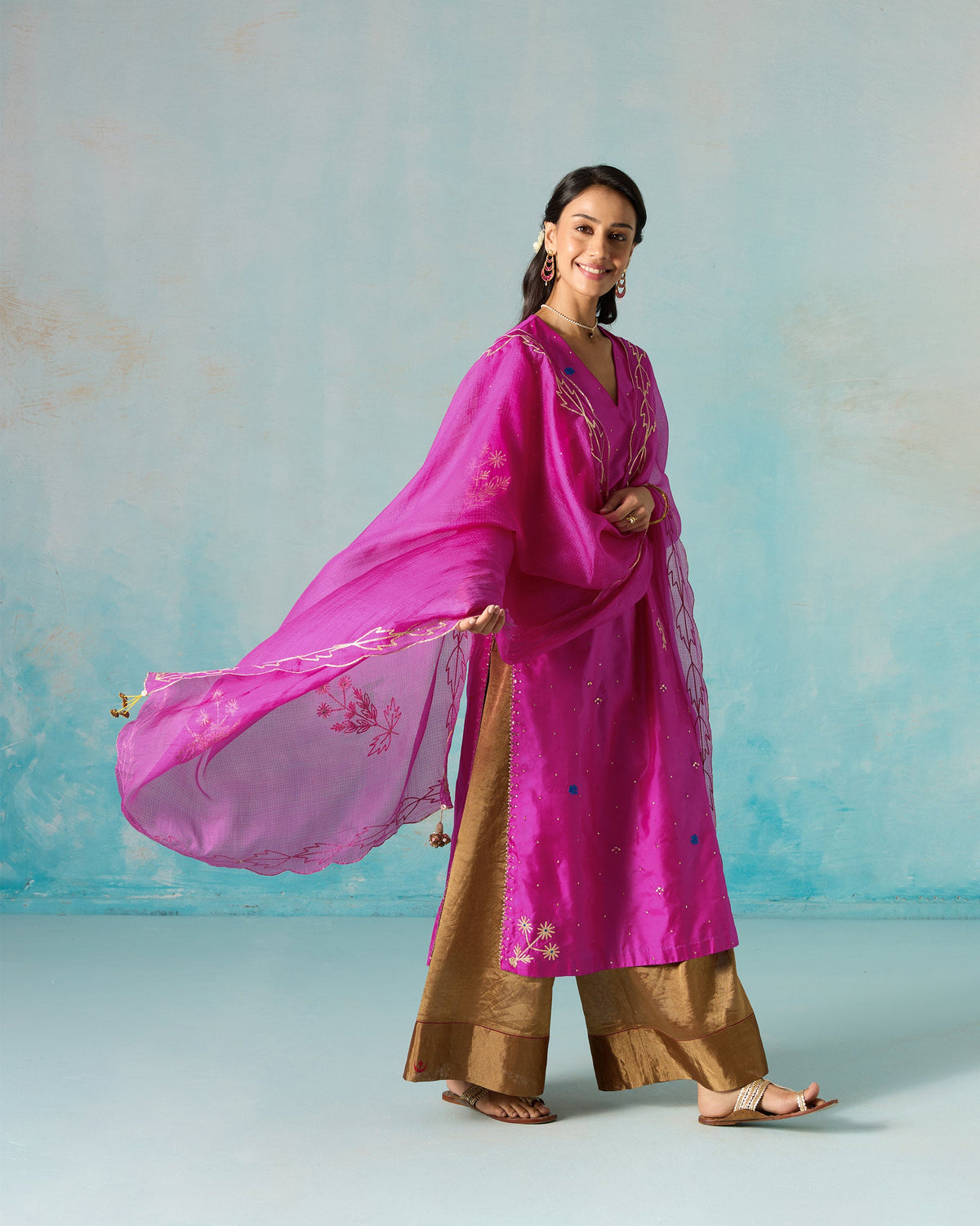 Ishara Dupatta - Embroidered Silk Kota