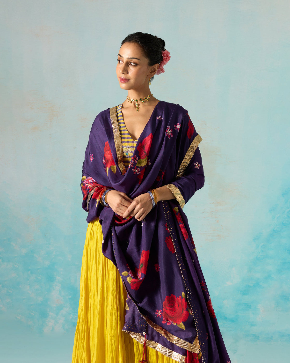 Guldasta Dupatta - Printed Silk