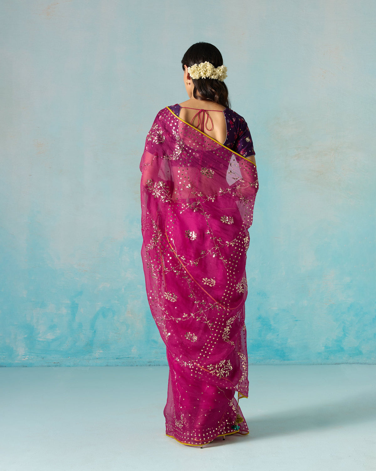 Milan Sari - Embroidered Mukaish Silk Organza