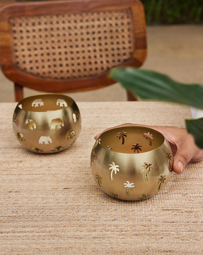 Ele Palm Votives - Set of 2