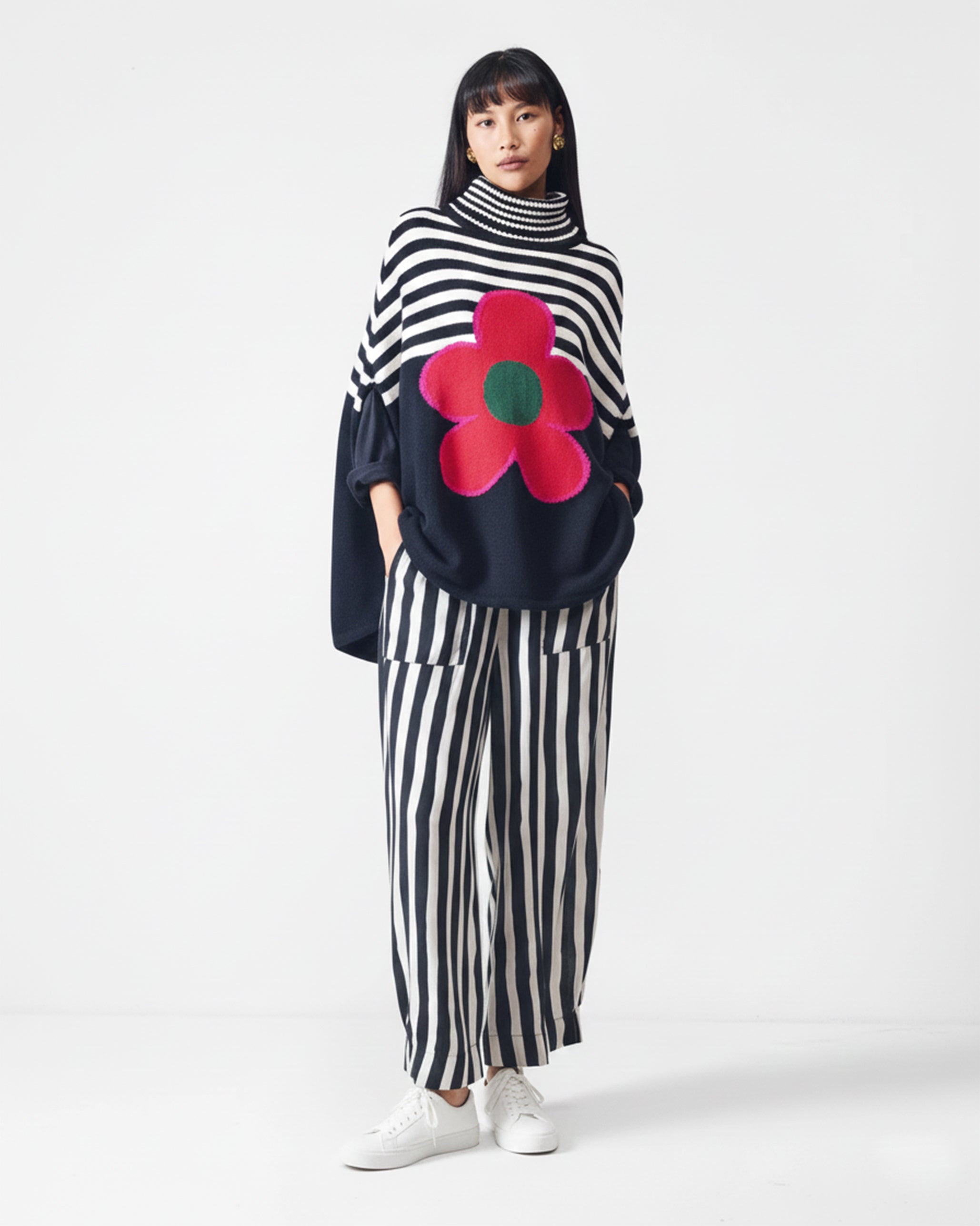 Serene Pants - Black & Beige Printed