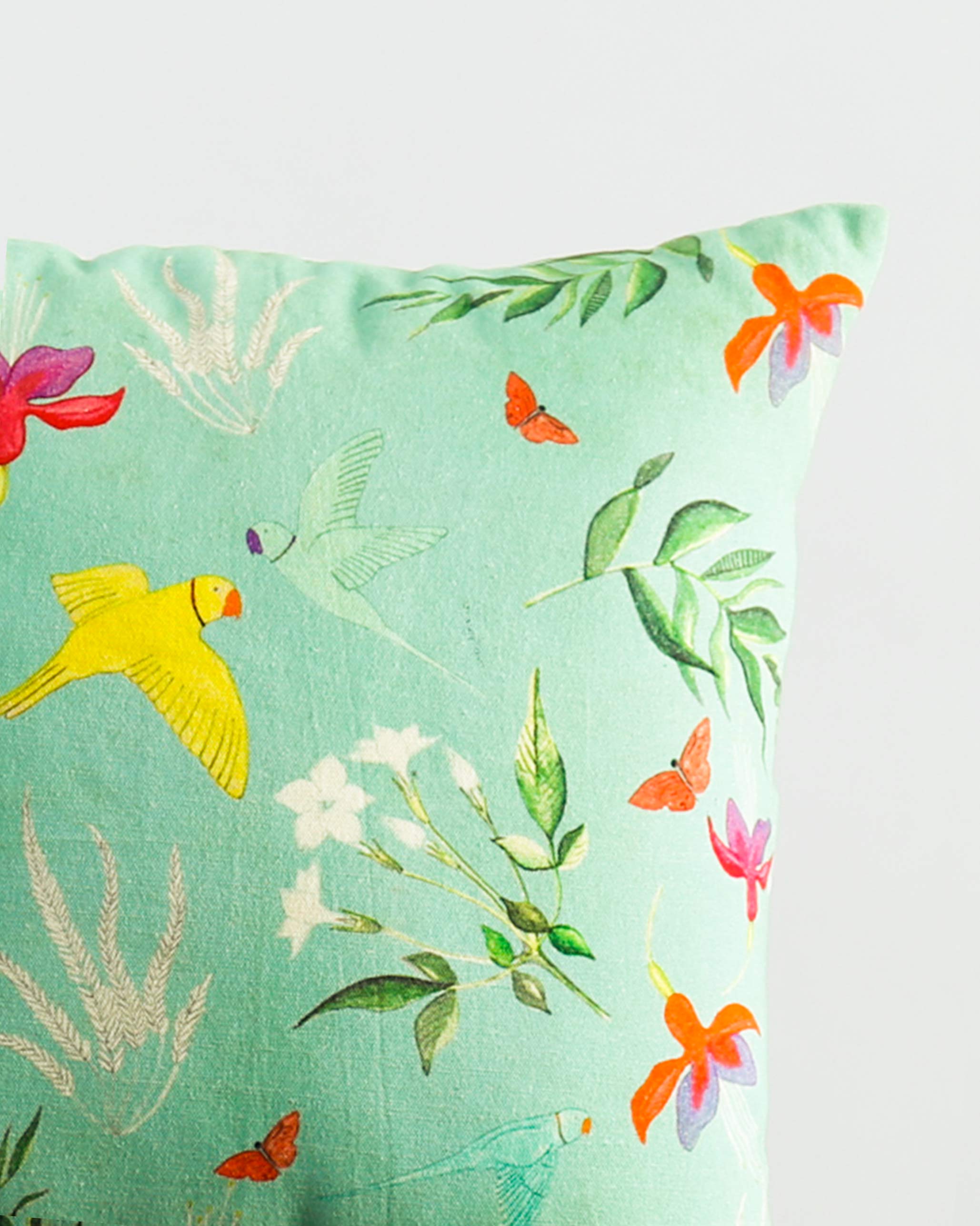 Verandah Botanical Cushion Cover - Aqua