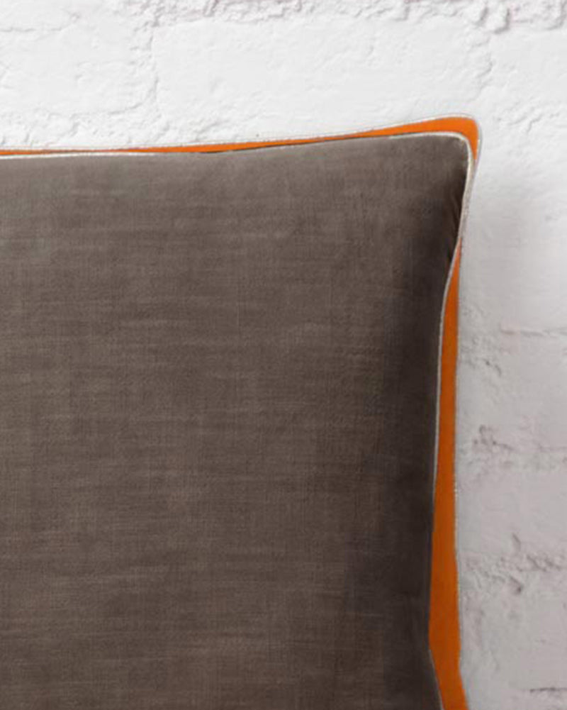 Verandah Reversible Cushion Cover - Tangerine & Charcoal