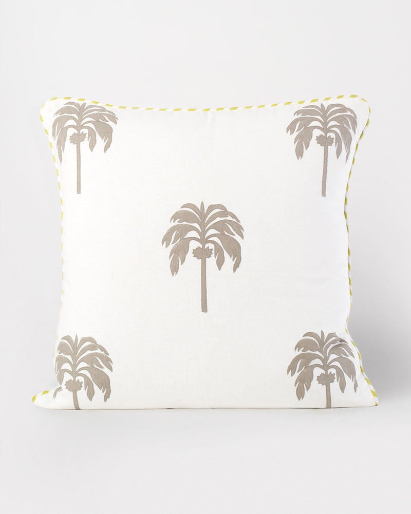 Colombo Palm Block Cushion Cover - Soft Grey