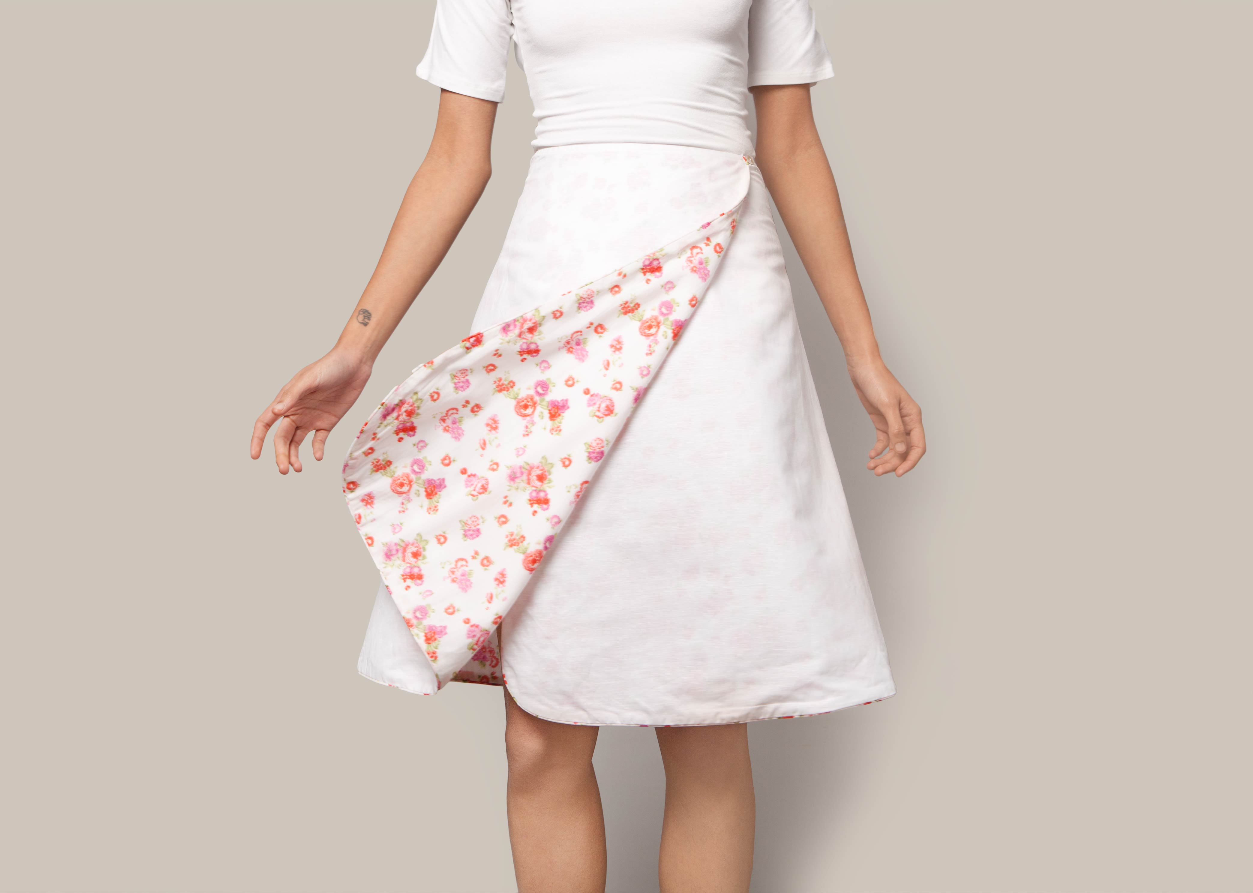 Reversible Wrap Skirt - White