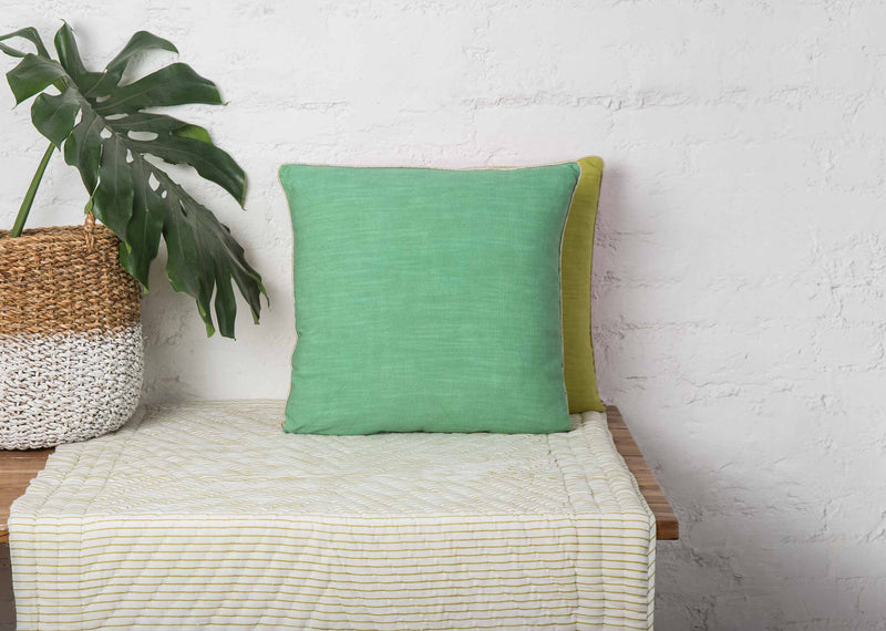 Verandah Reversible Cushion Cover - Aqua & Lime