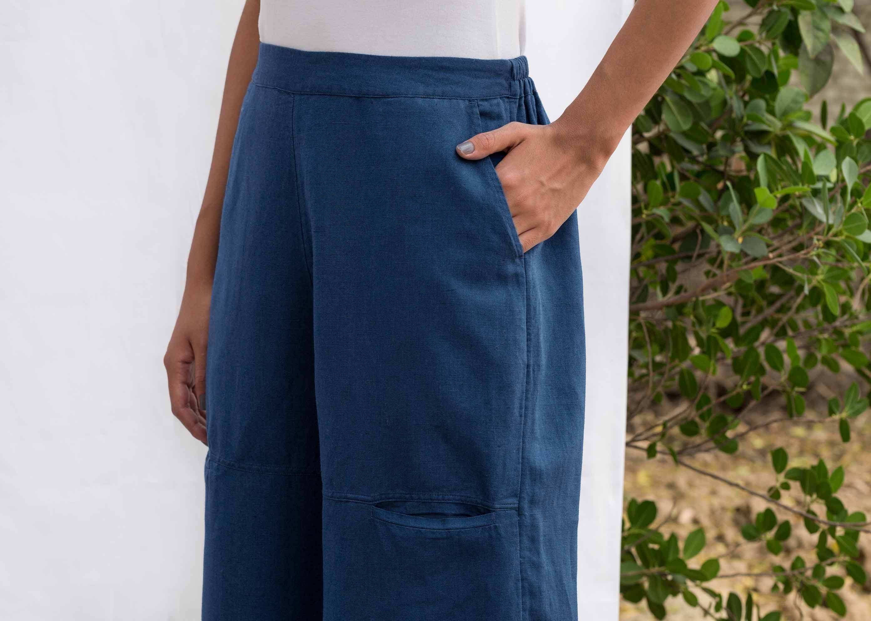 Low Crotch Pocket Pant - Blue