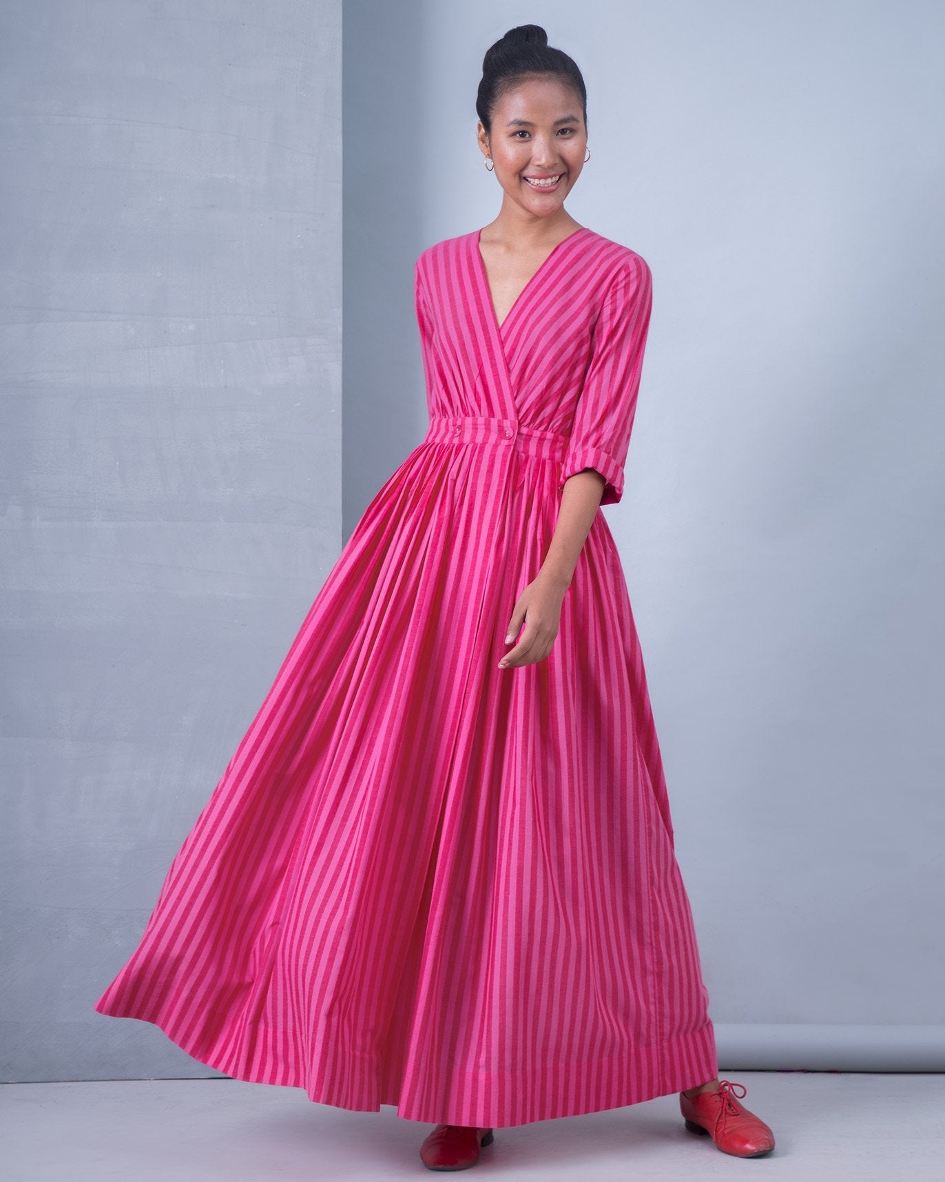 Nico Stripe Dress - Red & Pink