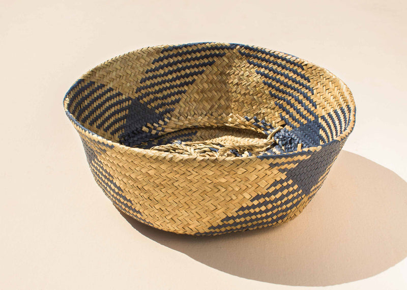 Seagrass Belly Basket - Blue & Natural