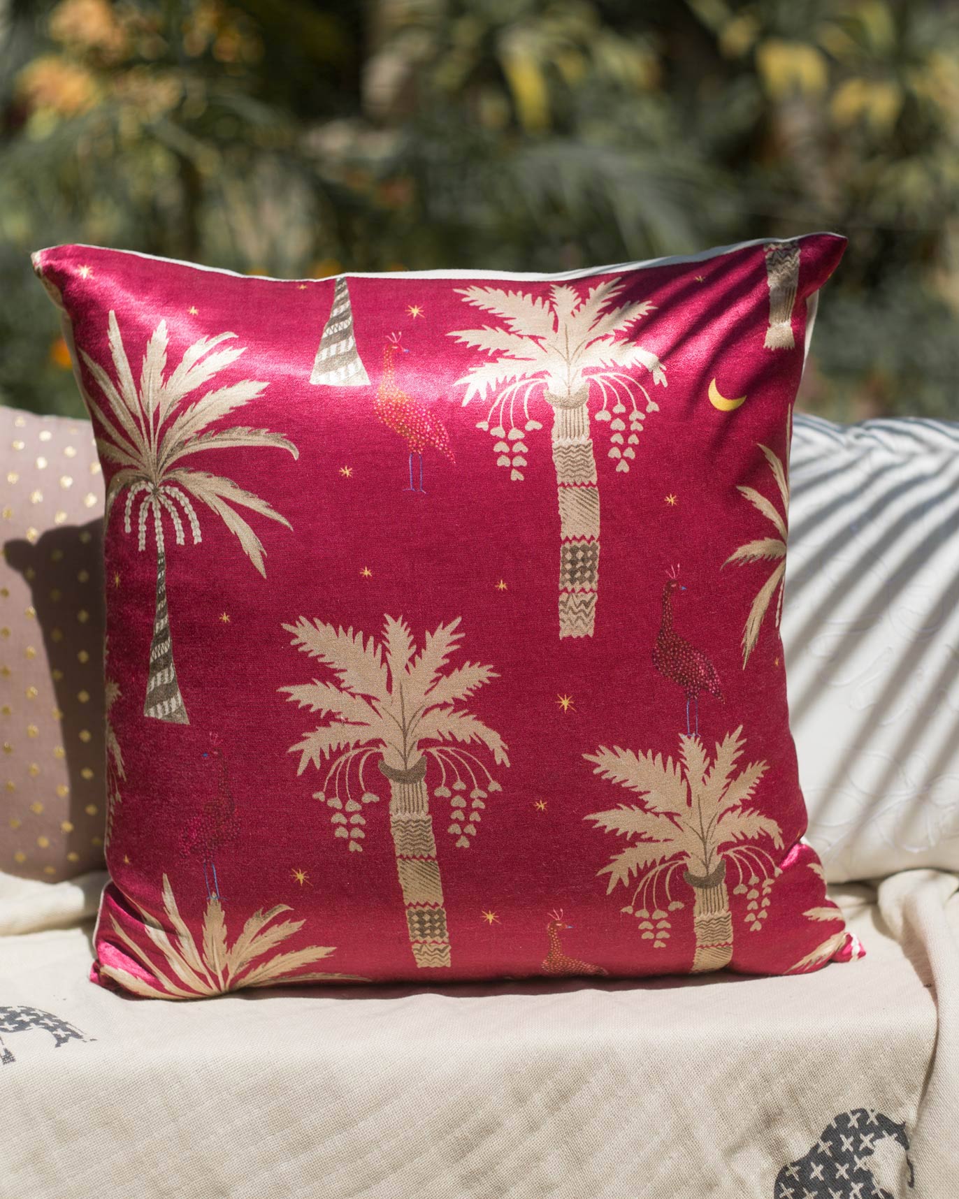 Palm Tree Cushion Cover - Pink