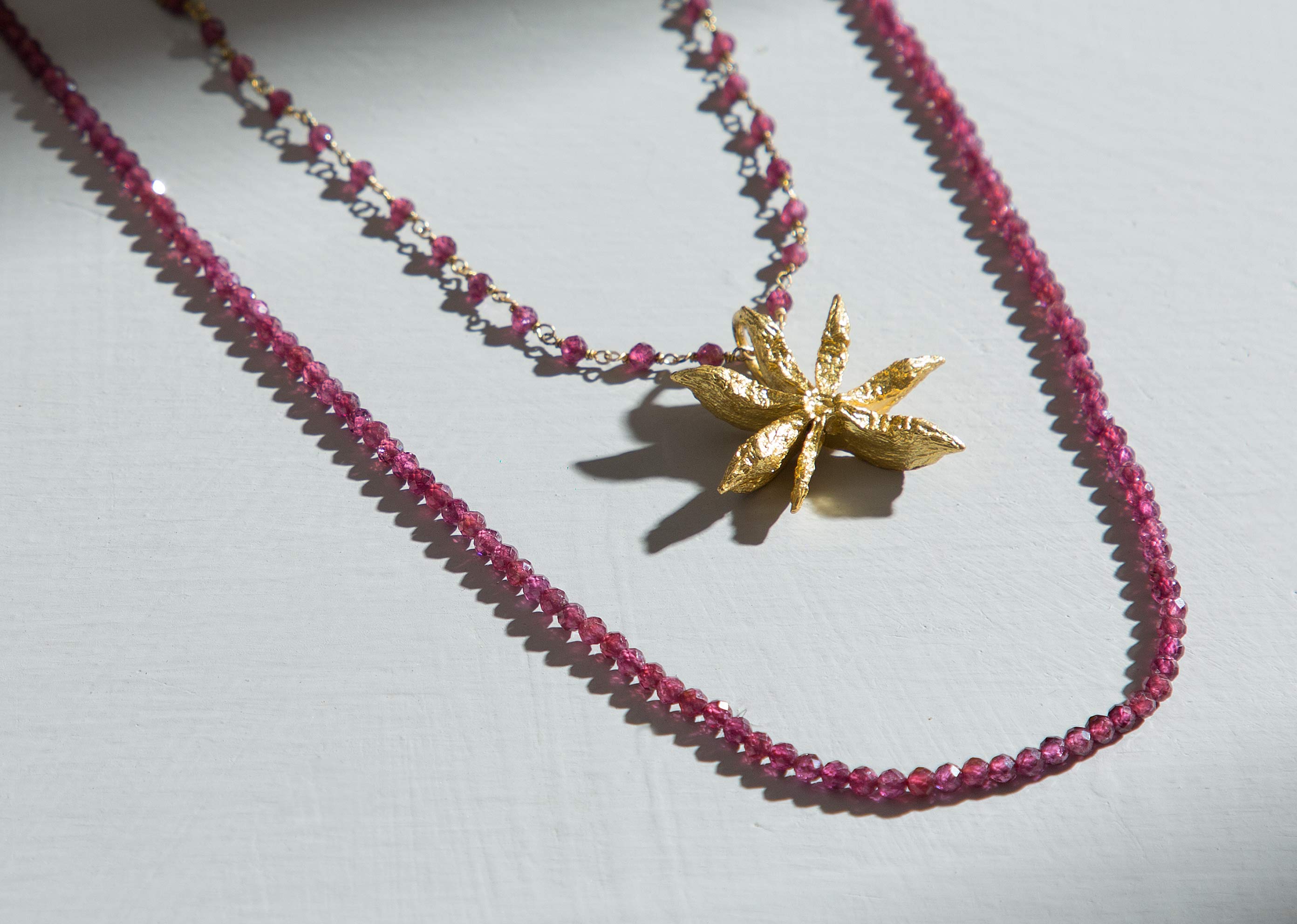 Layered Garnet Star Anise Necklace