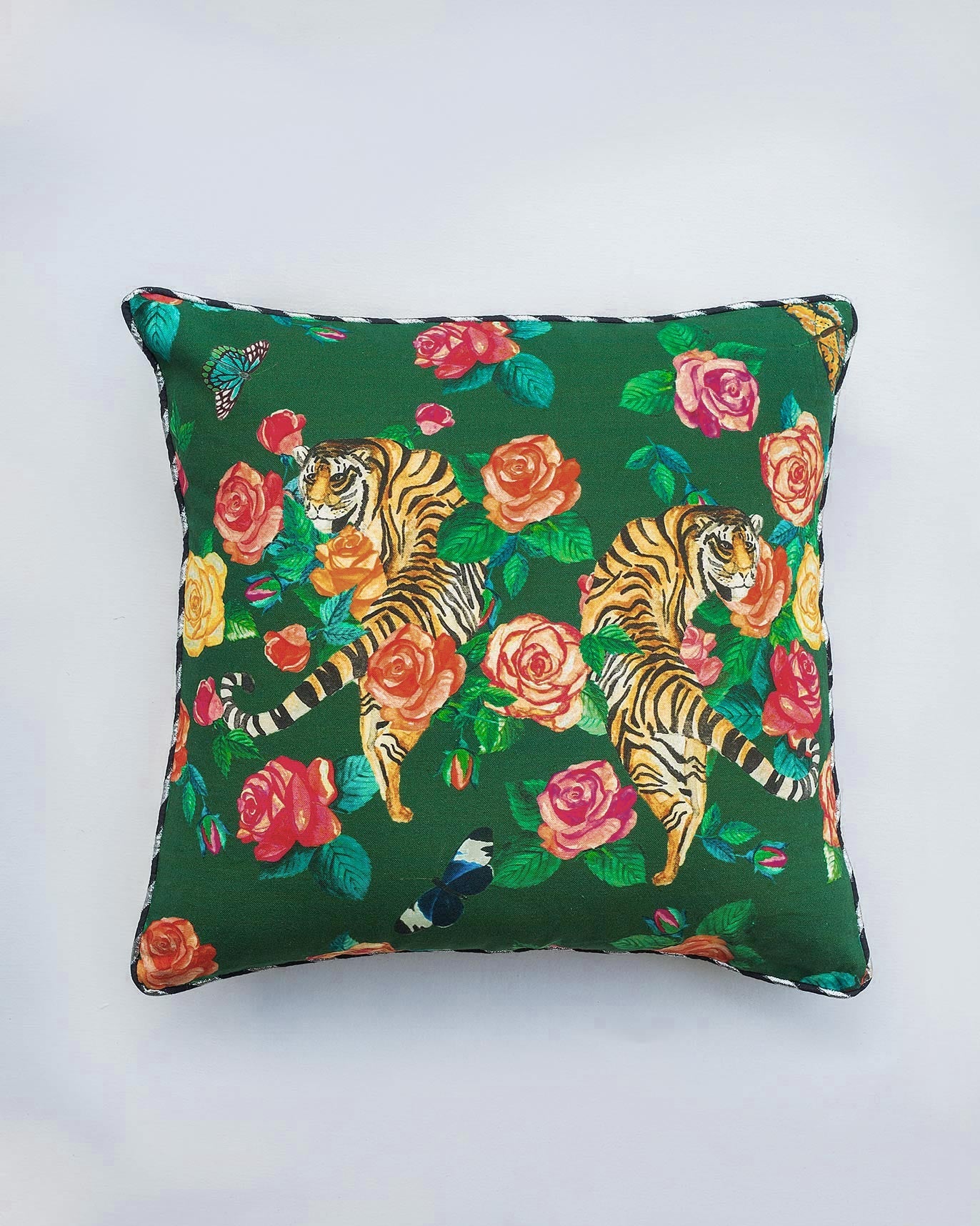 Tiger Rose Cushion Cover - Green