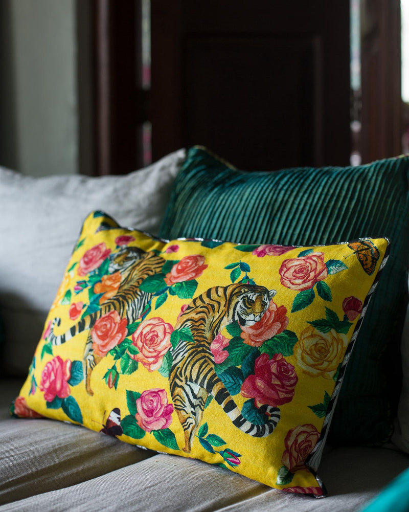 Tiger Rose Cushion Cover - Yellow