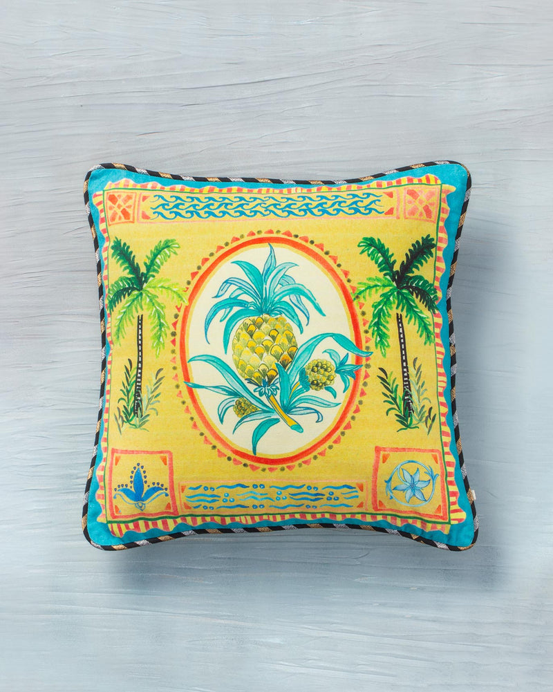 Pineapple Stamp Cushion Cover - Yellow