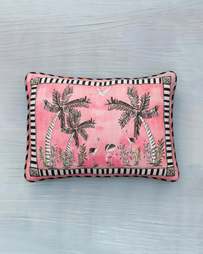 Flamingo Lumbar Pillow Cover - Pink