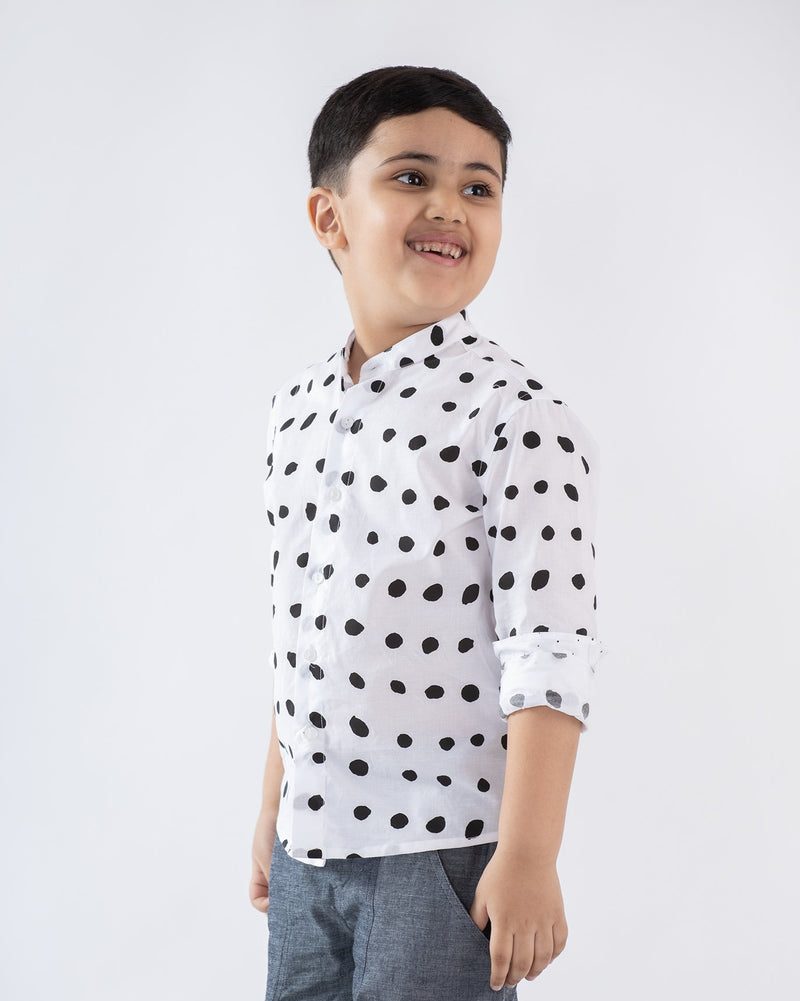 Little Nawab Shirt - White & Black