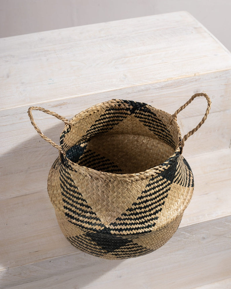 Seagrass Belly Basket - Natural & Black
