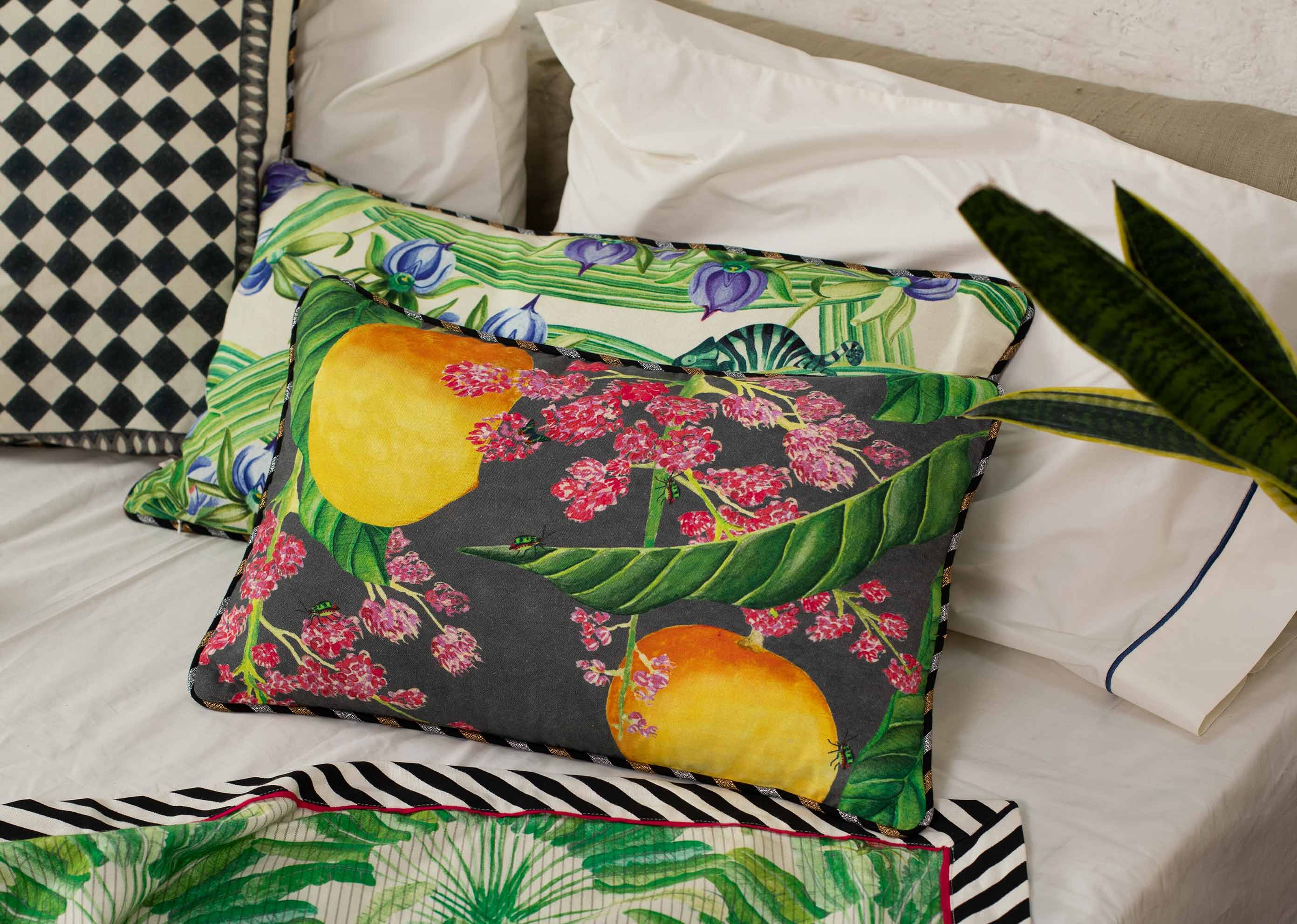 Madagascar Mango Lumbar Cushion Cover - Charcoal