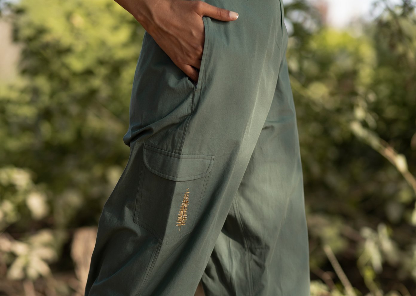 Ribbed Cargo Pants - Olive