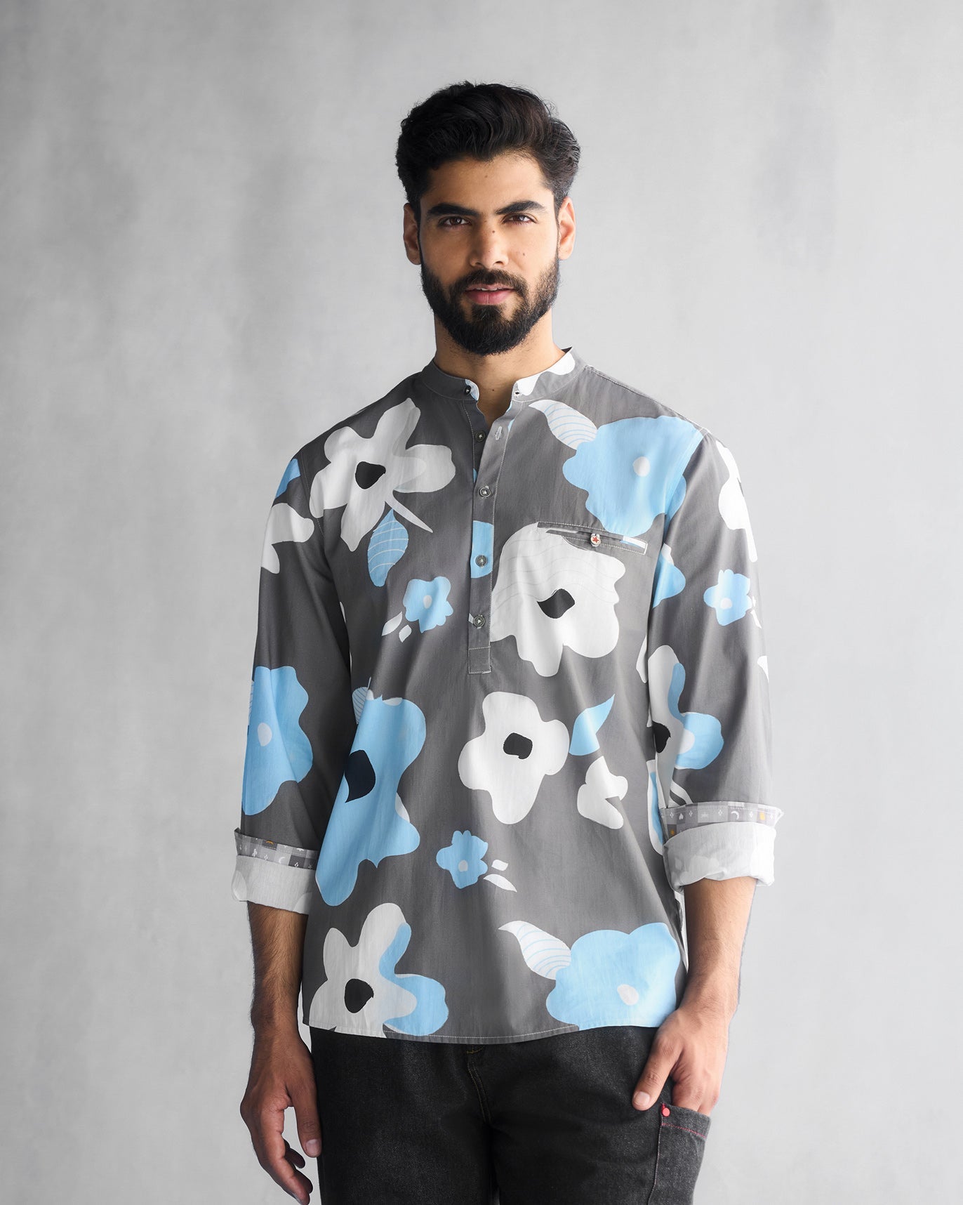 Pondicherry Shirt - Grey & Blue