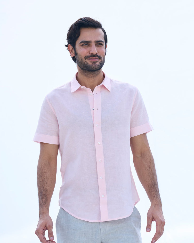 Slim Half Sleeve Shirt - Pink