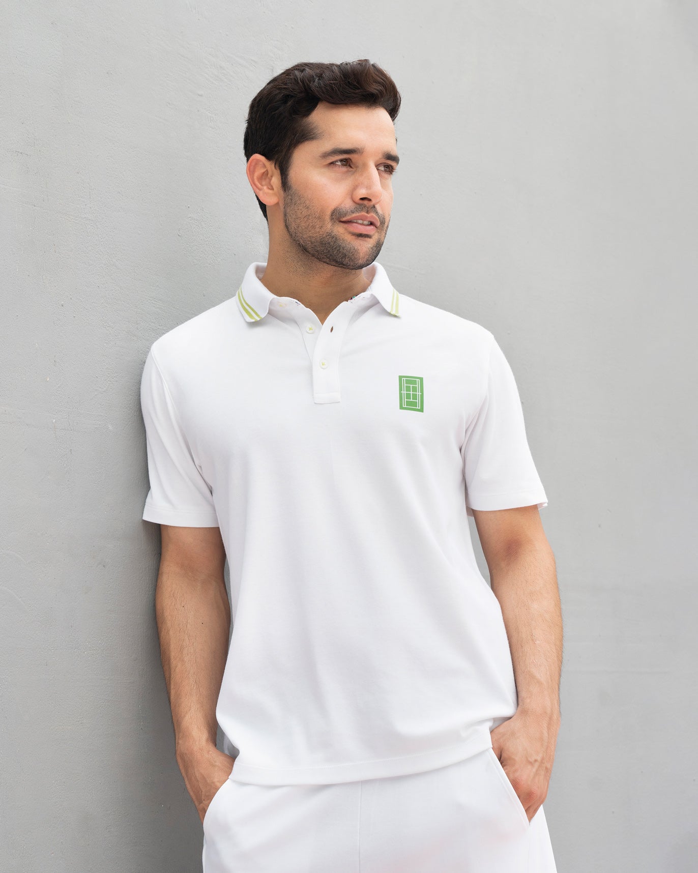 Nico Tennis Polo T-shirt - White & Green