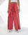 Knotted Overlap Pants - Red