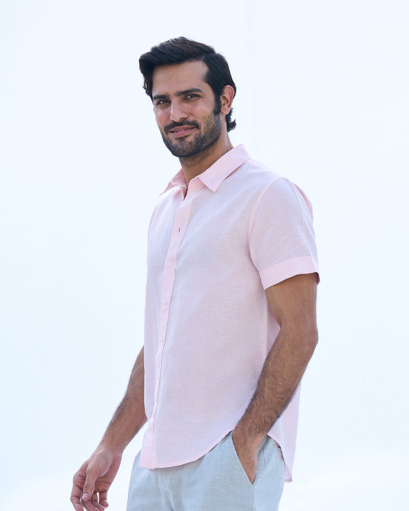Slim Half Sleeve Shirt - Pink