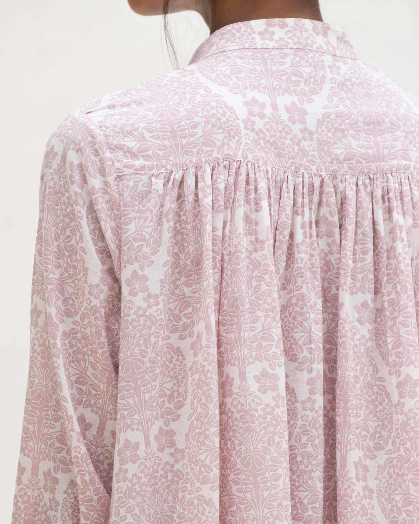 Back Gathered Top - Pink & Ivory