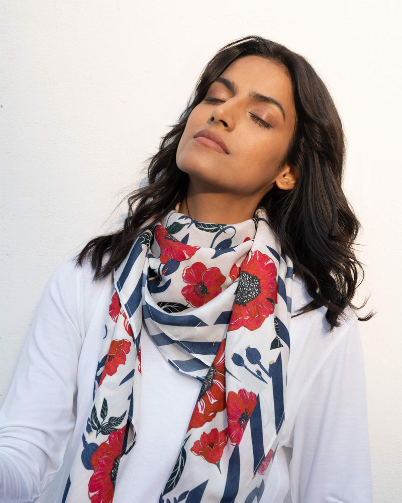 Wildflower Scarf - Red & Green