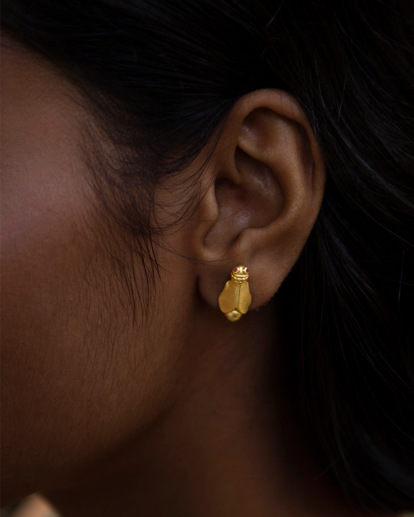 African Bug Earrings - Gold