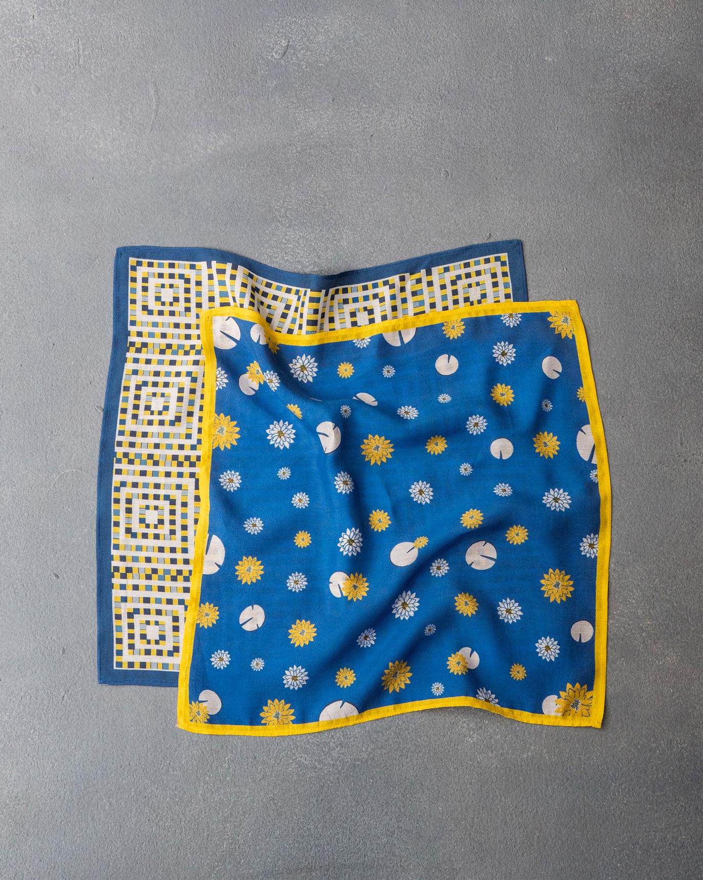 Kokomo Pocket Squares-Dark Blue & Yellow