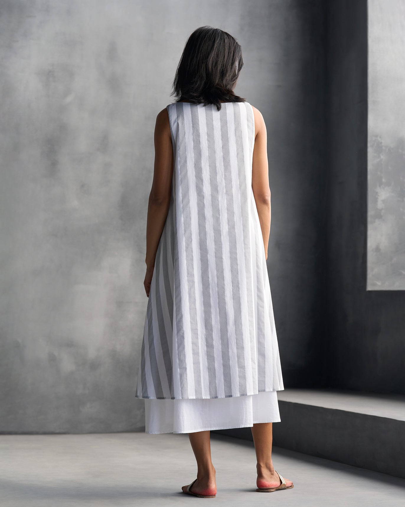 Double Layer Dress - White & Grey